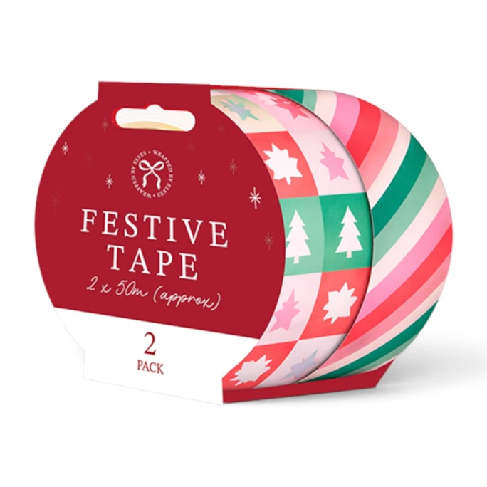 Wholesale Christmas Printed Tape 50m 2pk | Wholesale Direct