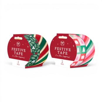 Wholesale Christmas Printed Tape 50m 2pk | Wholesale Direct