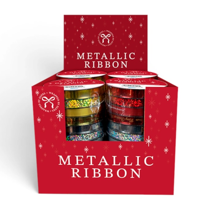 Wholesale Metallic Christmas Ribbon 1cm x 5m 4pk CDU | Wholesale Direct Wholesale Metallic Christmas Ribbon 1cm x 5m 4pk CDU | Wholesale Direct