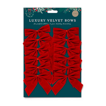 Wholesale Red Velvet Christmas Bows - 12 Pack | Wholesale Direct