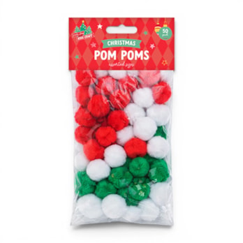Wholesale Christmas Craft Pom Poms 50pk | Wholesale Direct