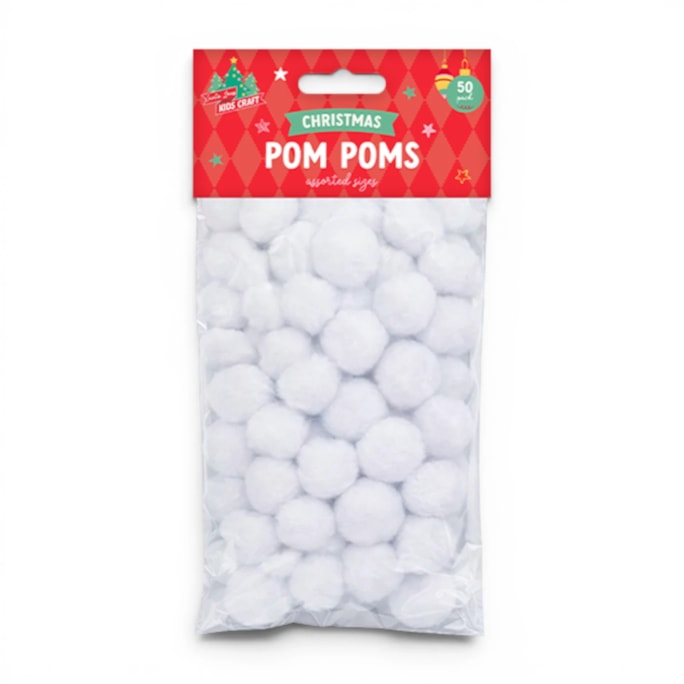 Wholesale Christmas Craft Pom Poms 50pk | Wholesale Direct