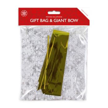 Wholesale Christmas Cellophane Gift Bag with Giant Bow | Wholesale Direct