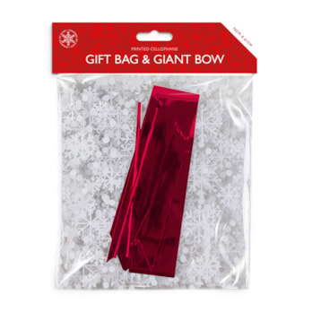 Wholesale Christmas Cellophane Gift Bag with Giant Bow | Wholesale Direct