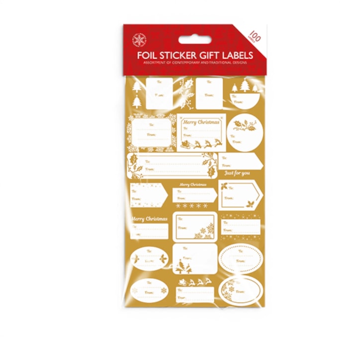 Wholesale Foiled Christmas Gift Labels - 100 Pack | Wholesale Direct