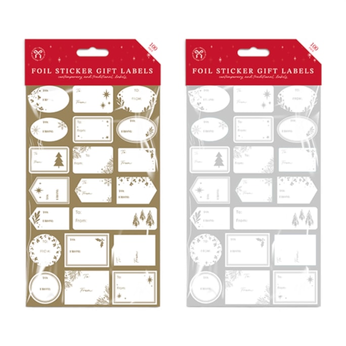 Wholesale Foiled Christmas Gift Labels - 100 Pack | Wholesale Direct