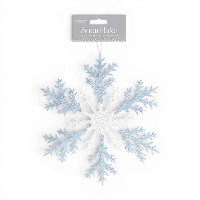 Wholesale Silver & White Acrylic Glitter Snowflake 26cm | Wholesale Direct