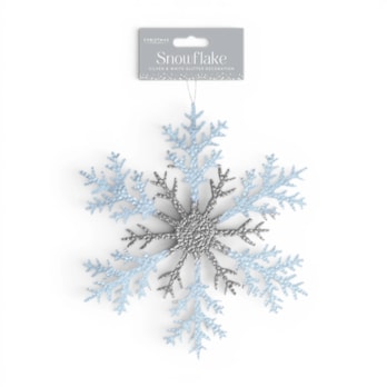 Wholesale Silver & White Acrylic Glitter Snowflake 26cm | Wholesale Direct