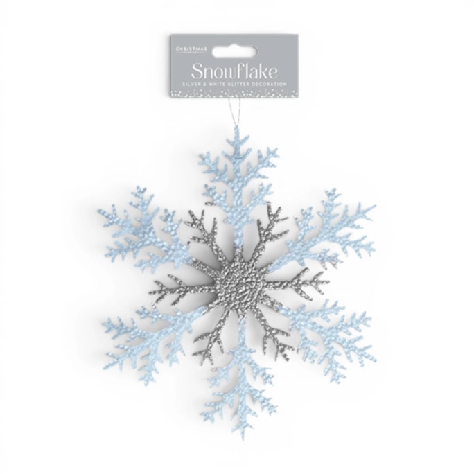 Wholesale Silver & White Acrylic Glitter Snowflake 26cm | Wholesale Direct