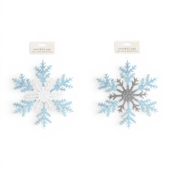 Wholesale Silver & White Acrylic Glitter Snowflake 26cm | Wholesale Direct