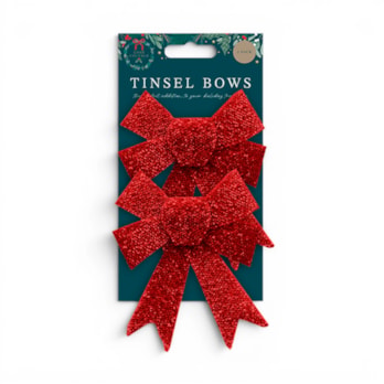 Wholesale Red Tinsel Bows - 2 Pack | Wholesale Direct