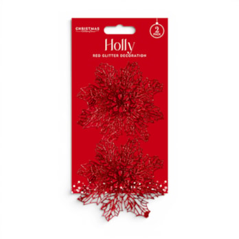 Wholesale Red Holly Decoration 12cm - 2 Pack | Wholesale Direct Wholesale Red Holly Decoration 12cm - 2 Pack | Wholesale Direct