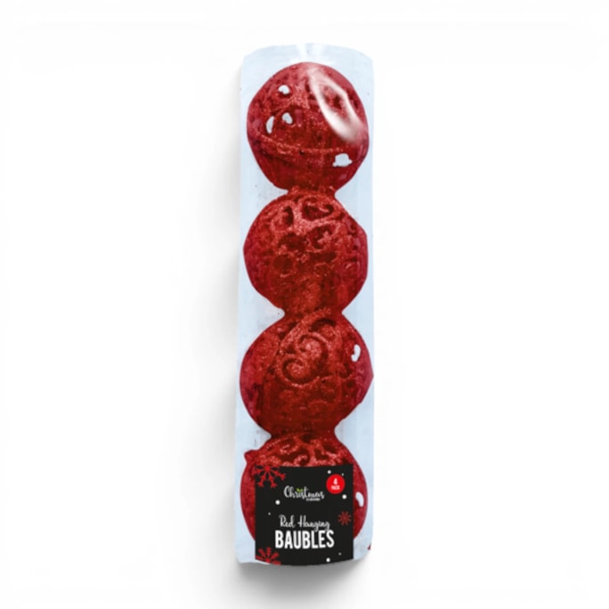 Wholesale Red Hanging Baubles - 4 Pack | Wholesale Direct