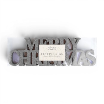 Wholesale Silver Merry Christmas Glitter Sign | Wholesale Direct