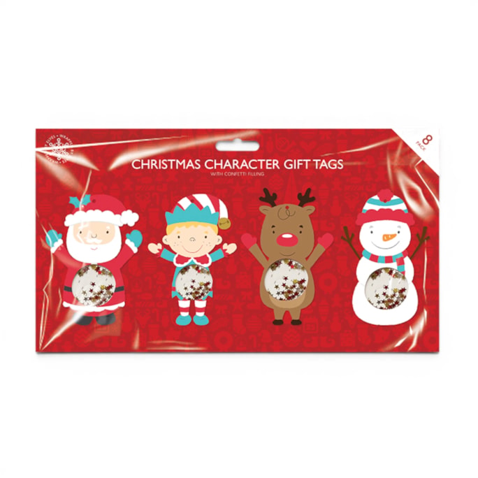 Wholesale Xmas Figures Confetti Tags 8 Pack | Wholesale Direct