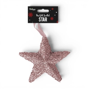 Wholesale Rose Gold Extra Large Jewelled Star Decoration 18cm x 19cm x 5cm | Wholesale Direct