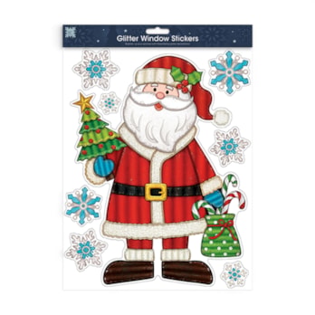 Wholesale Christmas Figures Glitter Finish Window Stickers | Wholesale Direct