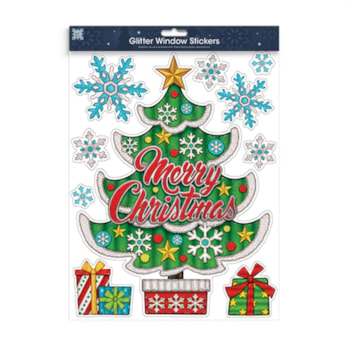 Wholesale Christmas Figures Glitter Finish Window Stickers | Wholesale Direct