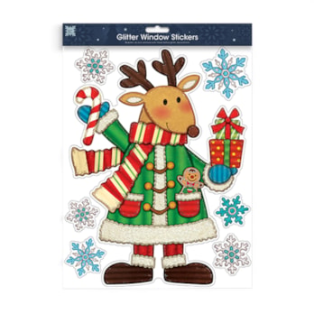 Wholesale Christmas Figures Glitter Finish Window Stickers | Wholesale Direct