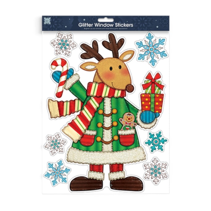 Wholesale Christmas Figures Glitter Finish Window Stickers | Wholesale Direct