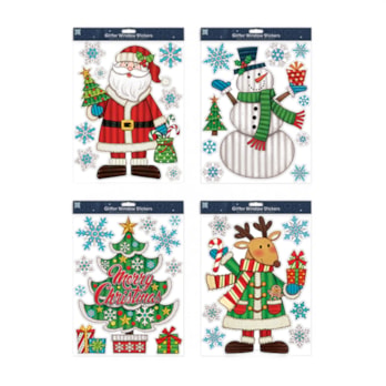 Wholesale Christmas Figures Glitter Finish Window Stickers | Wholesale Direct