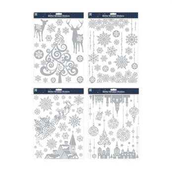 Wholesale Christmas Silver Glitter Window Stickers | Wholesale Direct Wholesale Christmas Silver Glitter Window Stickers | Wholesale Direct