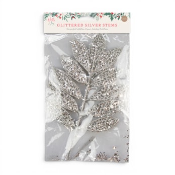 Wholesale Silver Glitter Stems 43cm 3 Pack | Wholesale Direct
