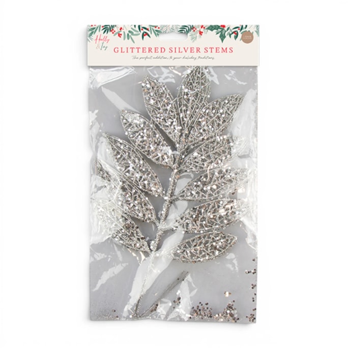 Wholesale Silver Glitter Stems 43cm 3 Pack | Wholesale Direct Wholesale Silver Glitter Stems 43cm 3 Pack | Wholesale Direct