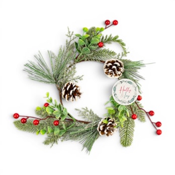Wholesale Pine Cone / Red Berry Wreath 25cm | Wholesale Direct