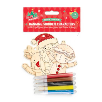 Wholesale Colour Your Own Wooden Hanging Characters 3pk | Wholesale Direct