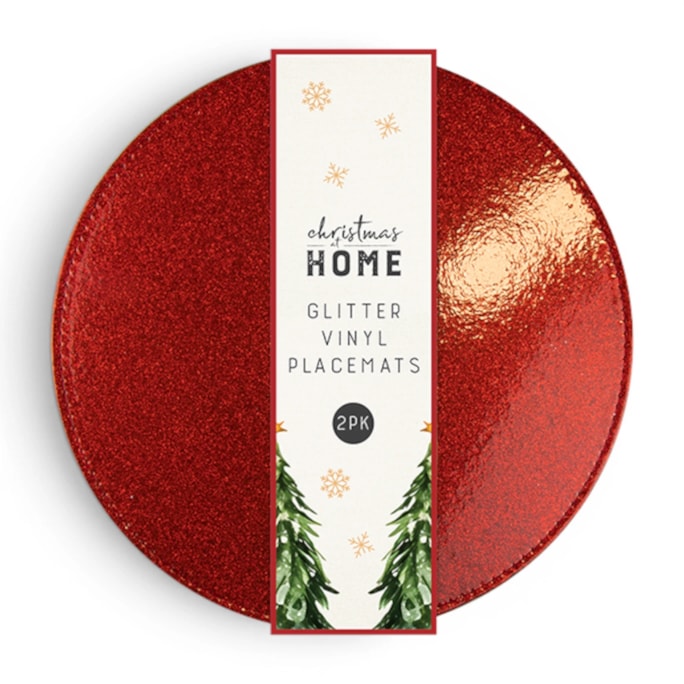 Wholesale Glitter Vinyl Placemats 32cm dia 2pk | Wholesale Direct