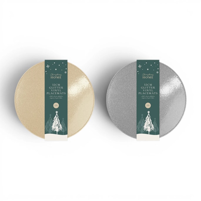 Wholesale Glitter Vinyl Placemats 32cm dia 2pk | Wholesale Direct