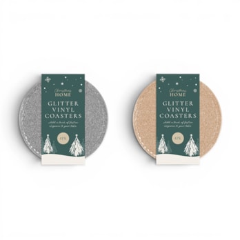 Wholesale Glitter Vinyl Coasters 12cm dia 4pk | Wholesale Direct