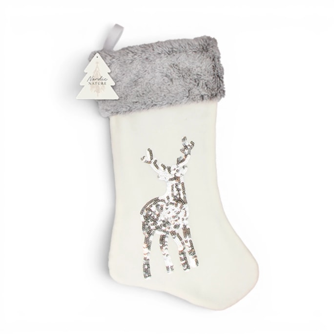 Wholesale Sequin Reindeer Faux Fur Stocking 45cm x 23cm | Wholesale Direct Wholesale Sequin Reindeer Faux Fur Stocking 45cm x 23cm | Wholesale Direct