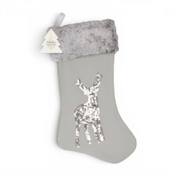 Wholesale Sequin Reindeer Faux Fur Stocking 45cm x 23cm | Wholesale Direct