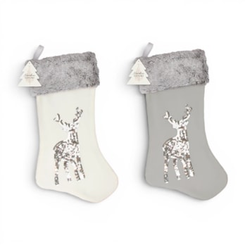 Wholesale Sequin Reindeer Faux Fur Stocking 45cm x 23cm | Wholesale Direct