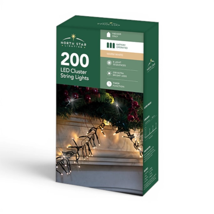 Wholesale 200 LED Battery Operated Cluster Lights | Wholesale Direct
