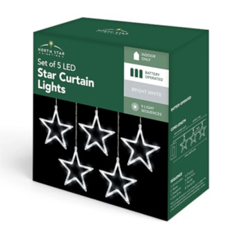 Wholesale 5 LED Battery Operated Star Curtain Lights | Wholesale Direct