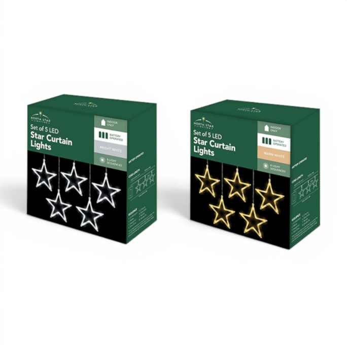Wholesale 5 LED Battery Operated Star Curtain Lights | Wholesale Direct