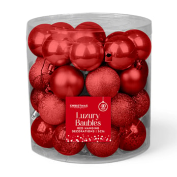 Wholesale Red Luxury Assorted Baubles 5cm Dia - 40pk | Wholesale Direct Wholesale Red Luxury Assorted Baubles 5cm Dia - 40pk | Wholesale Direct