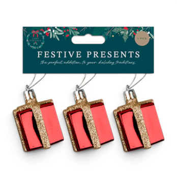 Wholesale Red Present Decorations - 3pk | Wholesale Direct