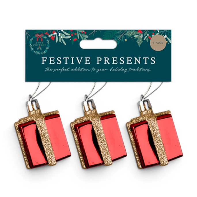 Wholesale Red Present Decorations - 3pk | Wholesale Direct