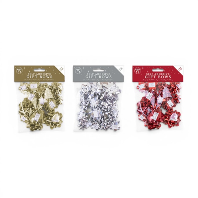 Wholesale Christmas Metallic Gift Bows 16pk | Wholesale Direct