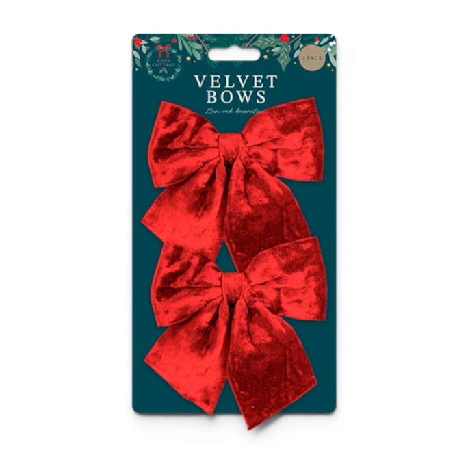 Wholesale Red Velvet Bows 15cm 2pk | Wholesale Direct
