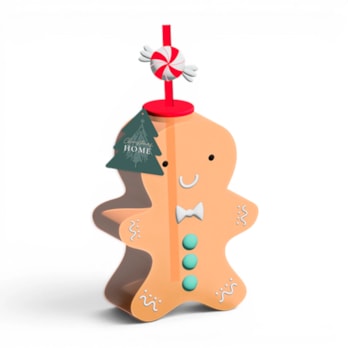 Wholesale Gingerbread Glass Cup with Straw 450ml | Wholesale Direct