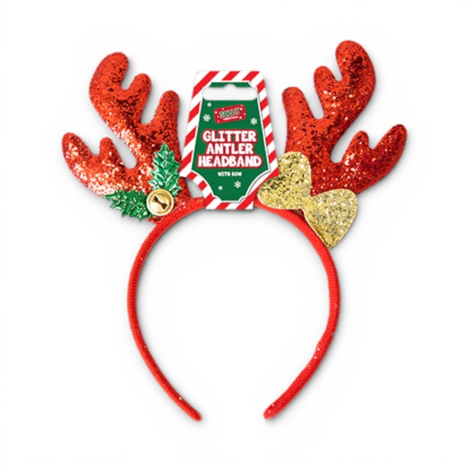 Wholesale Christmas Glitter Antler with Bow Headband | Wholesale Direct Wholesale Christmas Glitter Antler with Bow Headband | Wholesale Direct