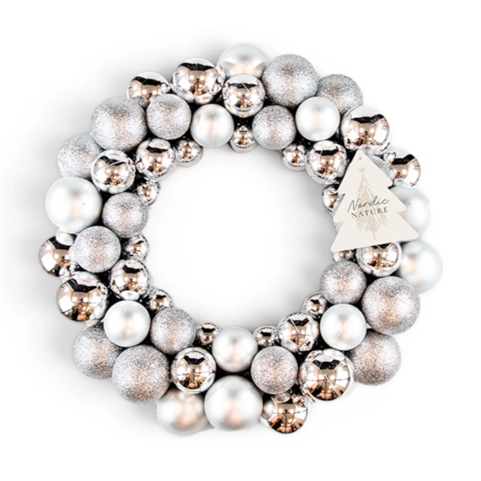 Wholesale Silver Bauble Wreath 35cm | Wholesale Direct