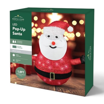Wholesale LED Battery Operated Bright White Pop-Up Santa 1.8ft | Wholesale Direct
