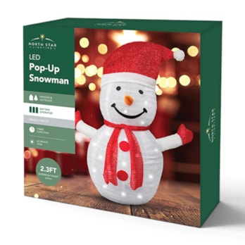Wholesale LED Battery Operated Bright White Pop-Up Snowman 2.3ft | Wholesale Direct