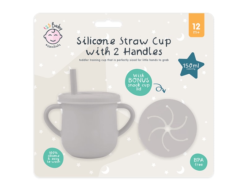 Wholesale Silicone 2 Handle Straw Cup With Snack Cup Lid Wholesale Silicone 2 Handle Straw Cup With Snack Cup Lid